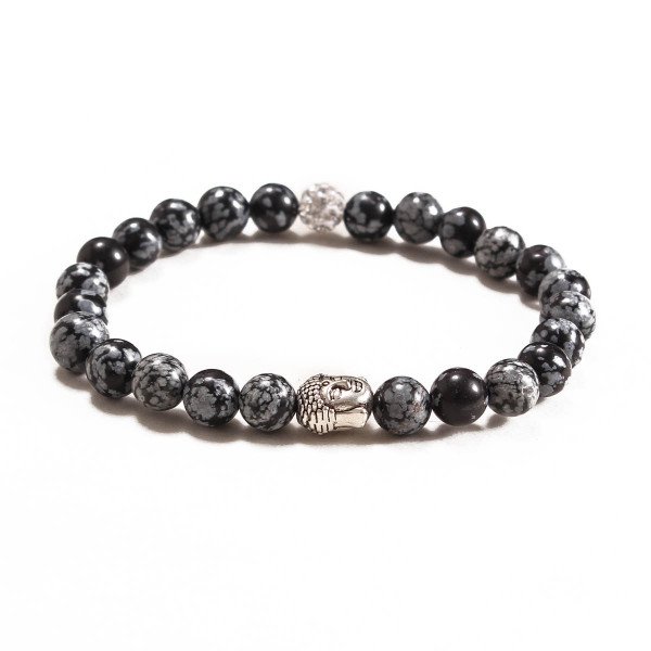 Wholesale 8mm Zinc Alloy Snowflake Stone Expandable Beaded Buddha Bracelet